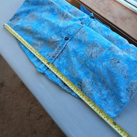 Pete Huntington Handcrafted Bali Batik Shirt L long sleeve blue ferns button-up - Picture 11 of 14